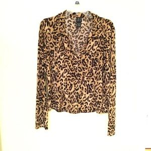 INC Animal print long sleeve blouse